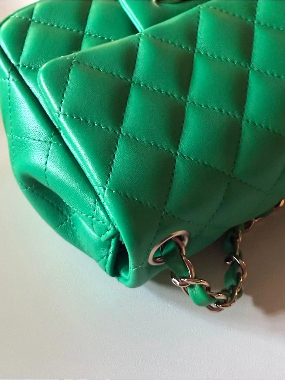 CHANEL Green Quilted Mini Flap Bag